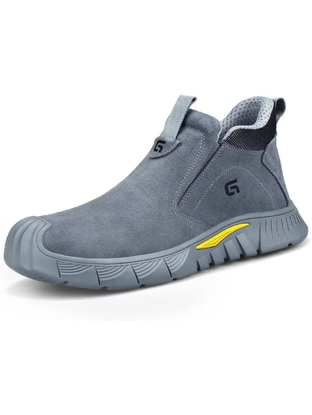 Men's Grey Fireproof Shoes Casual Slip On Steel Toe Mid Top Jobsite Work Boots